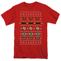 Justice League Justice Shields Christmas Sweater Mens T Shirt Red Officially Licensed