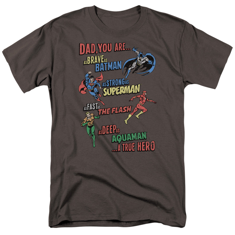 Justice League Dad Hero Mens T Shirt Charcoal Officially Licensed