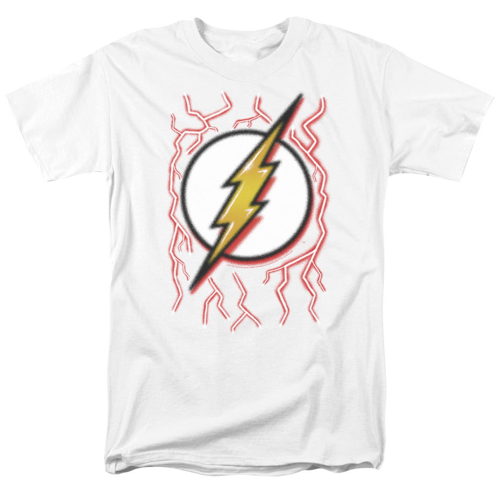The Flash Airbrush Bolt Mens T Shirt White Officially Licensed