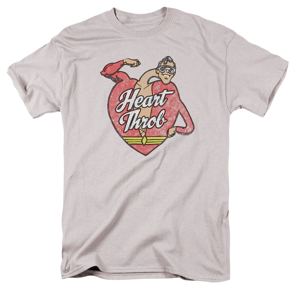 Justice League Heart Throb Mens T Shirt Silver Officially Licensed