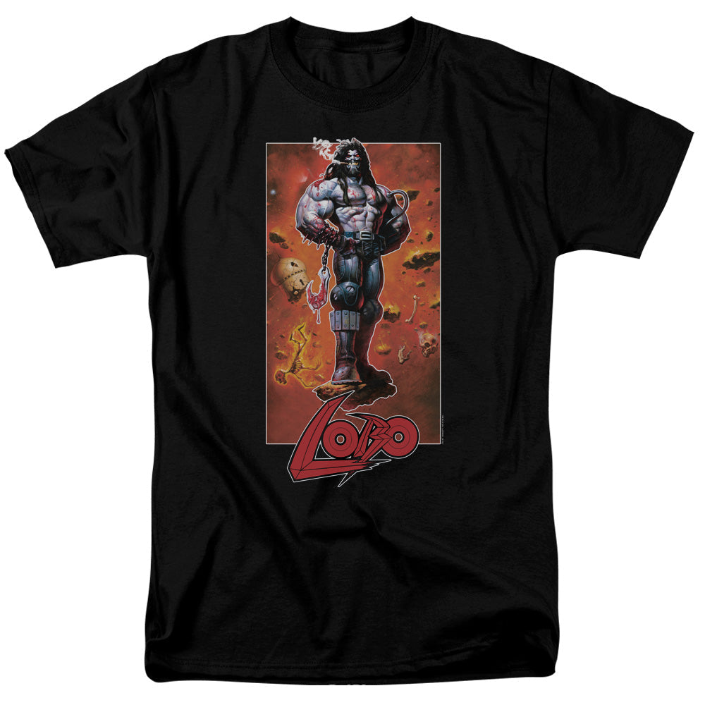 Justice League Lobo Pose Mens T Shirt Black Officially Licensed