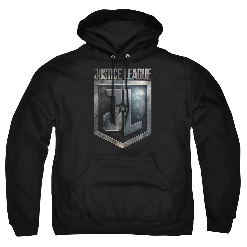 Justice League Movie Shield Logo Mens Hoodie Black Officially Licensed