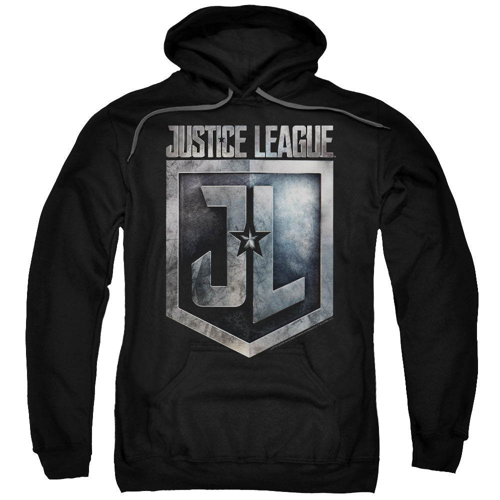 Justice League Movie Shield Logo Mens Hoodie Black Officially Licensed