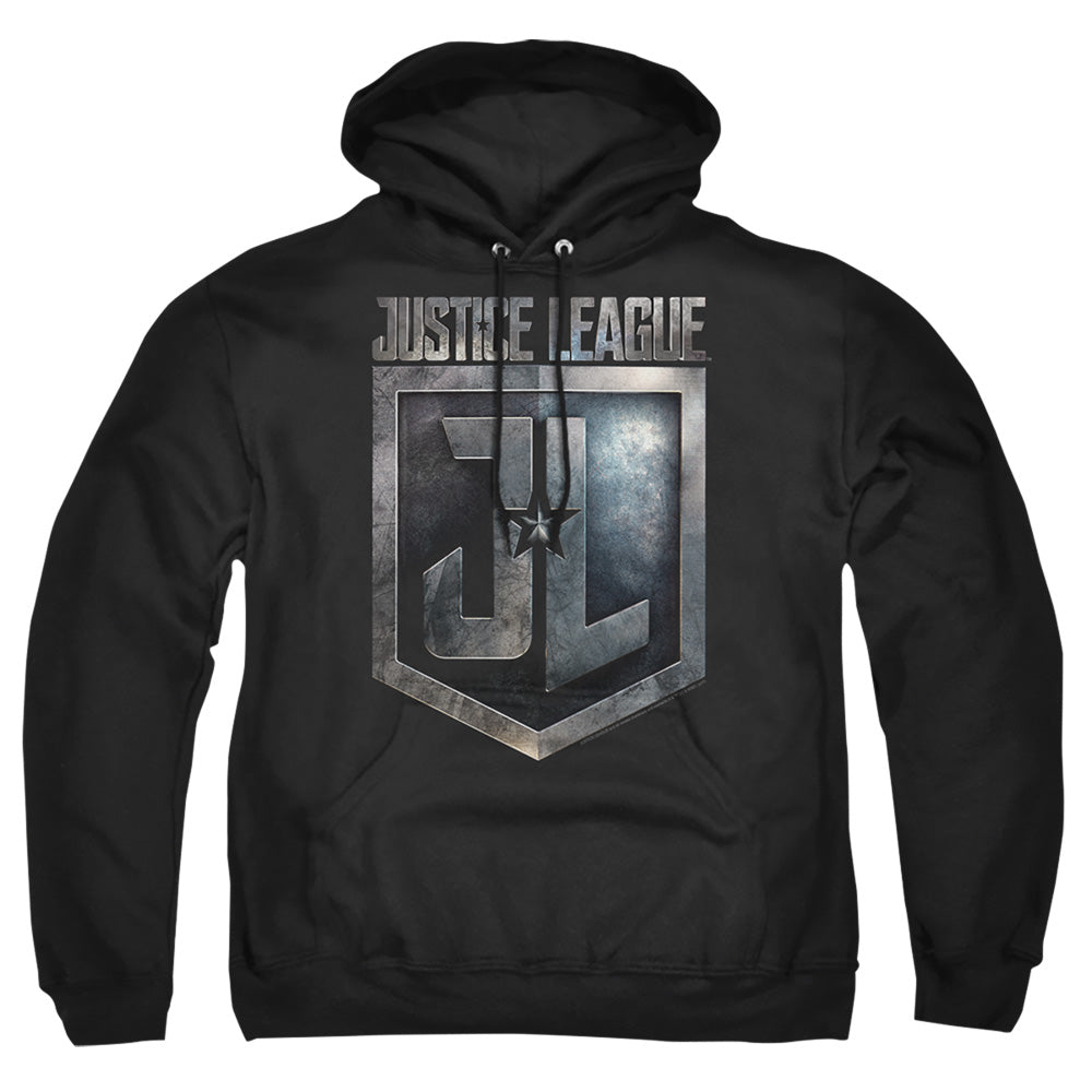 Justice League Movie Shield Logo Mens Hoodie Black Officially Licensed