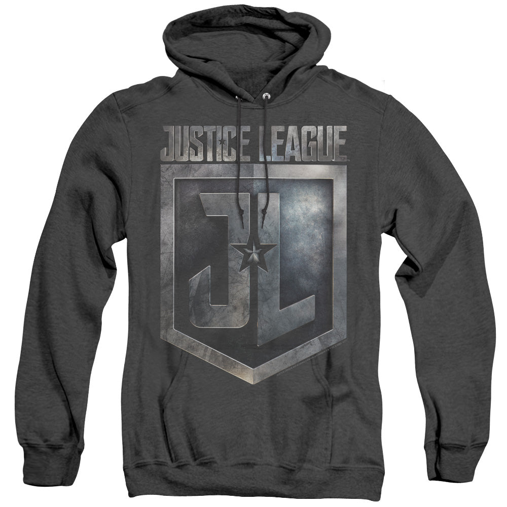 Justice League Movie Shield Logo Heather Mens Hoodie Black Officially Licensed