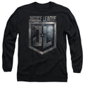 Justice League Movie Shield Logo Mens Long Sleeve Shirt Black Officially Licensed Officially Licensed
