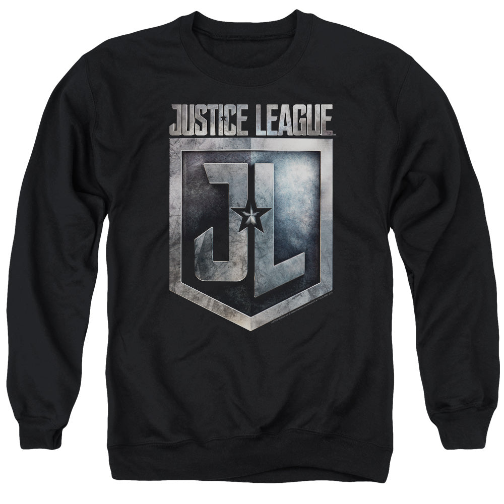 Justice League Movie Shield Logo Mens Crewneck Sweatshirt Black Officially Licensed