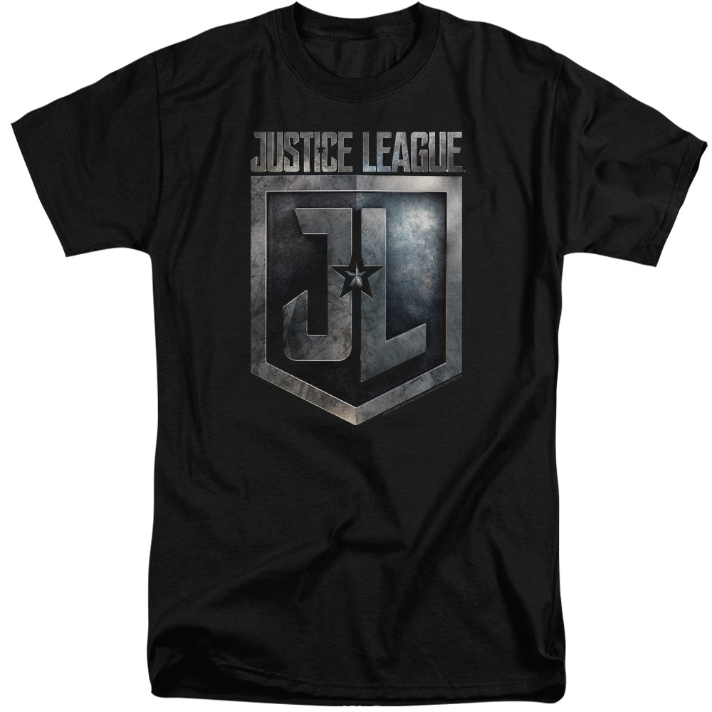 Justice League Movie Shield Logo Mens Tall T Shirt Black Officially Licensed