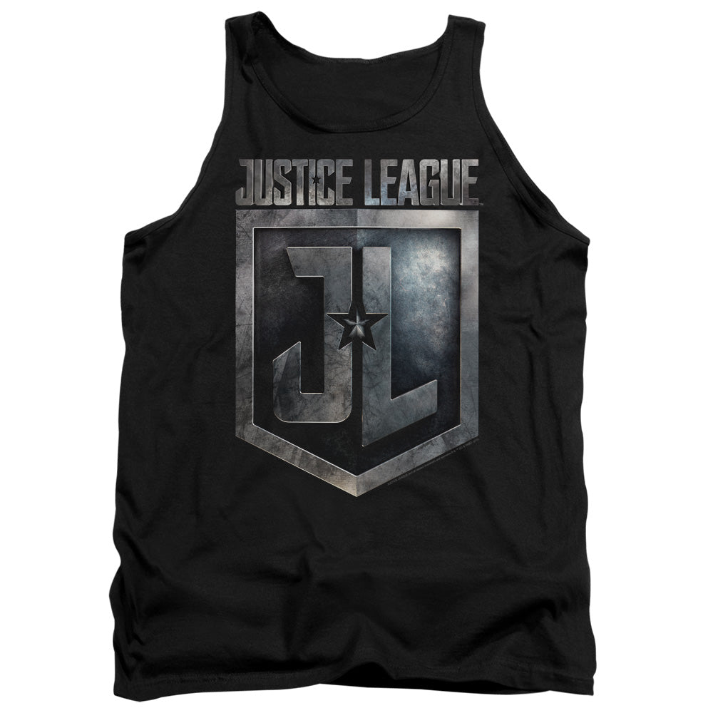 Justice League Movie Shield Logo Mens Tank Top Shirt Black Officially Licensed