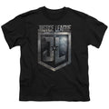 Justice League Movie Shield Logo Kids Youth T Shirt Black Officially Licensed