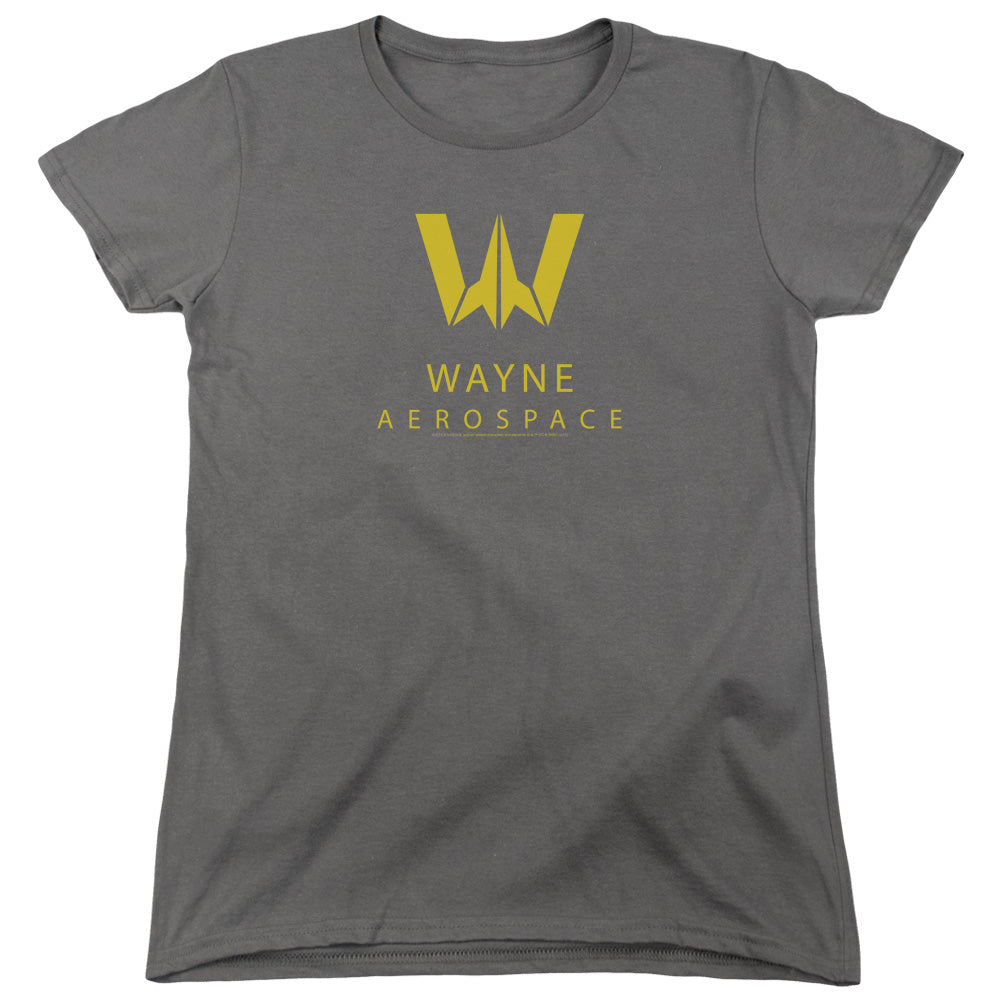 Justice League Movie Wayne Aerospace Womens T Shirt Charcoal Officially Licensed