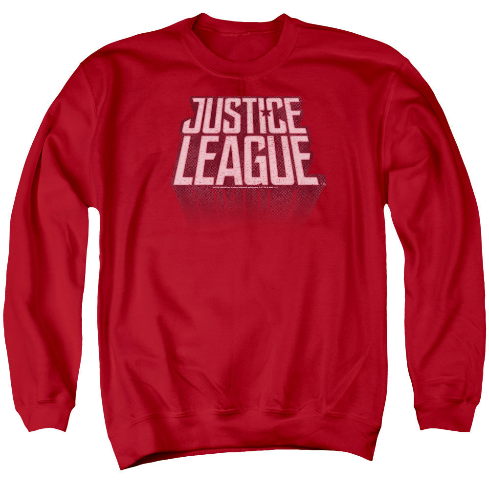 Justice League Movie League Distressed Mens Crewneck Sweatshirt Red Officially Licensed