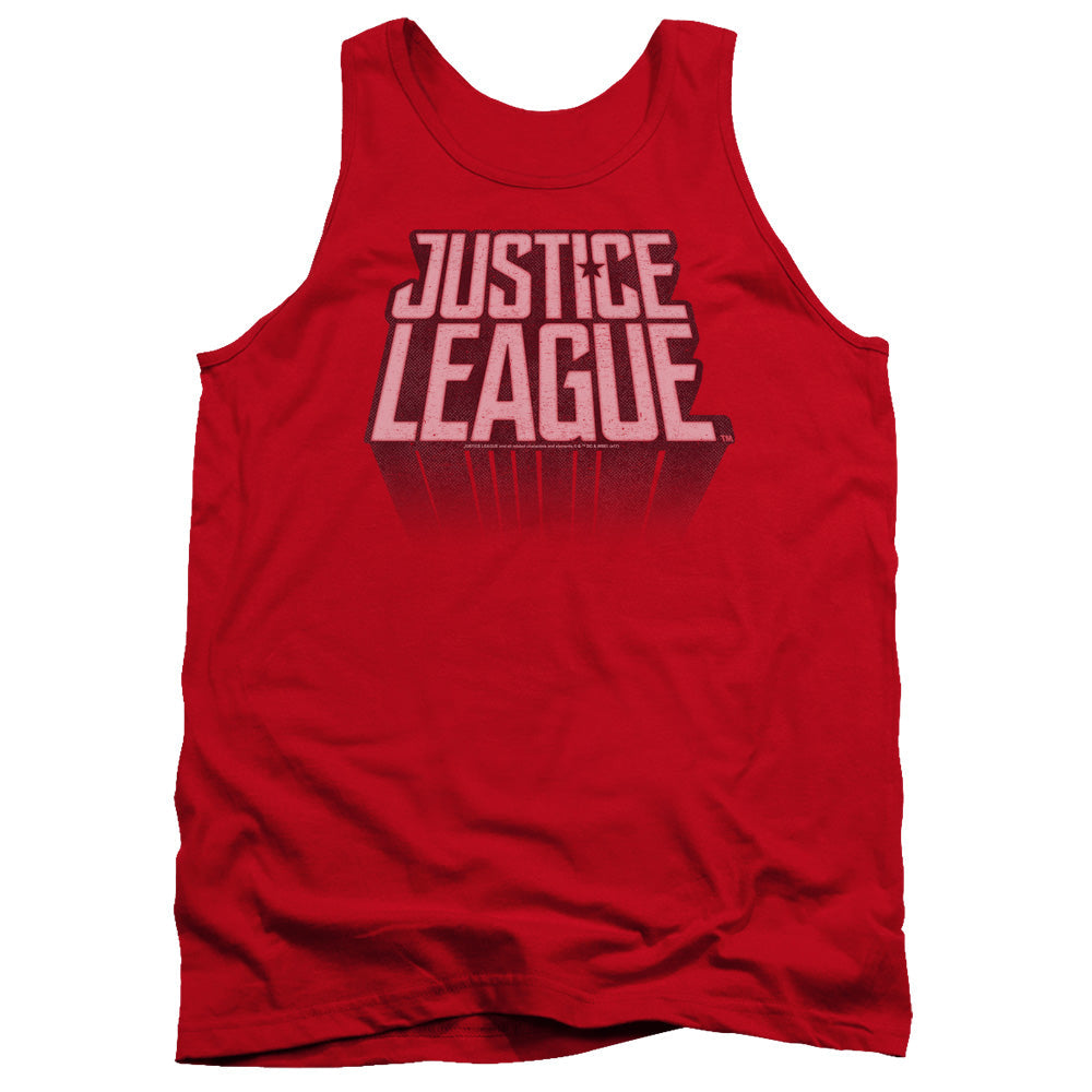 Justice League Movie League Distressed Mens Tank Top Shirt Red Officially Licensed