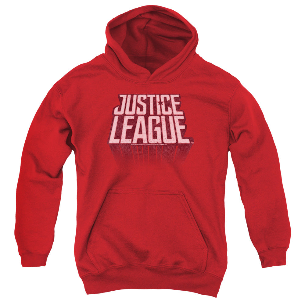 Justice League Movie League Distressed Kids Youth Hoodie Red Officially Licensed