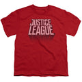 Justice League Movie League Distressed Kids Youth T Shirt Red Officially Licensed