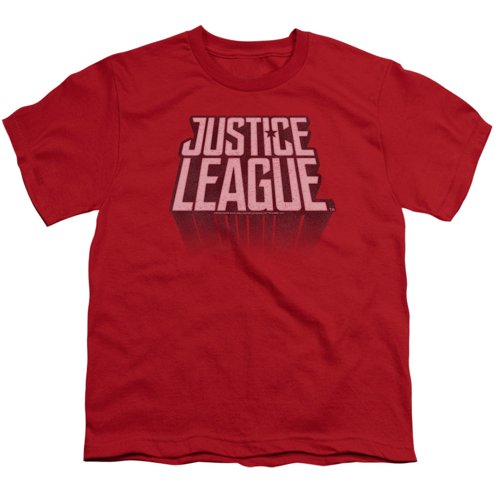 Justice League Movie League Distressed Kids Youth T Shirt Red Officially Licensed