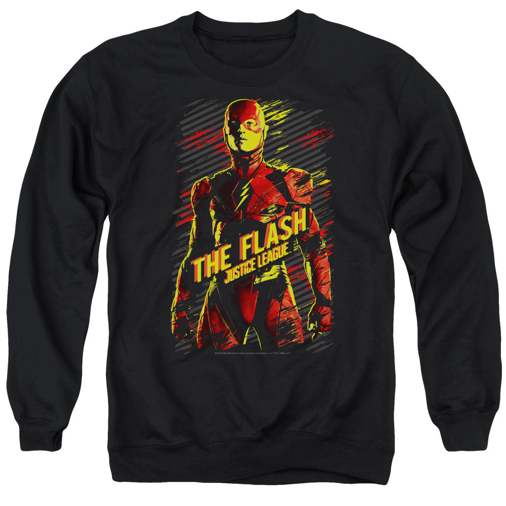 Justice League Movie The Flash Mens Crewneck Sweatshirt Black Officially Licensed