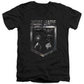 Justice League Movie Shield of Emblems Mens Slim Fit V-Neck T Shirt Black Officially Licensed