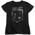 Justice League Movie Shield of Emblems Womens T Shirt Black Officially Licensed