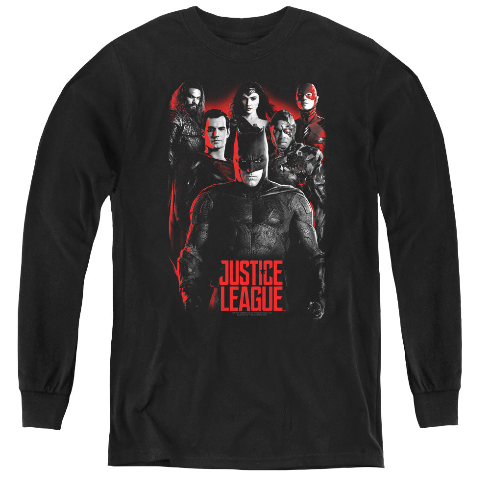 Justice League Movie the League Long Sleeve Kids Youth T Shirt Black Officially Licensed