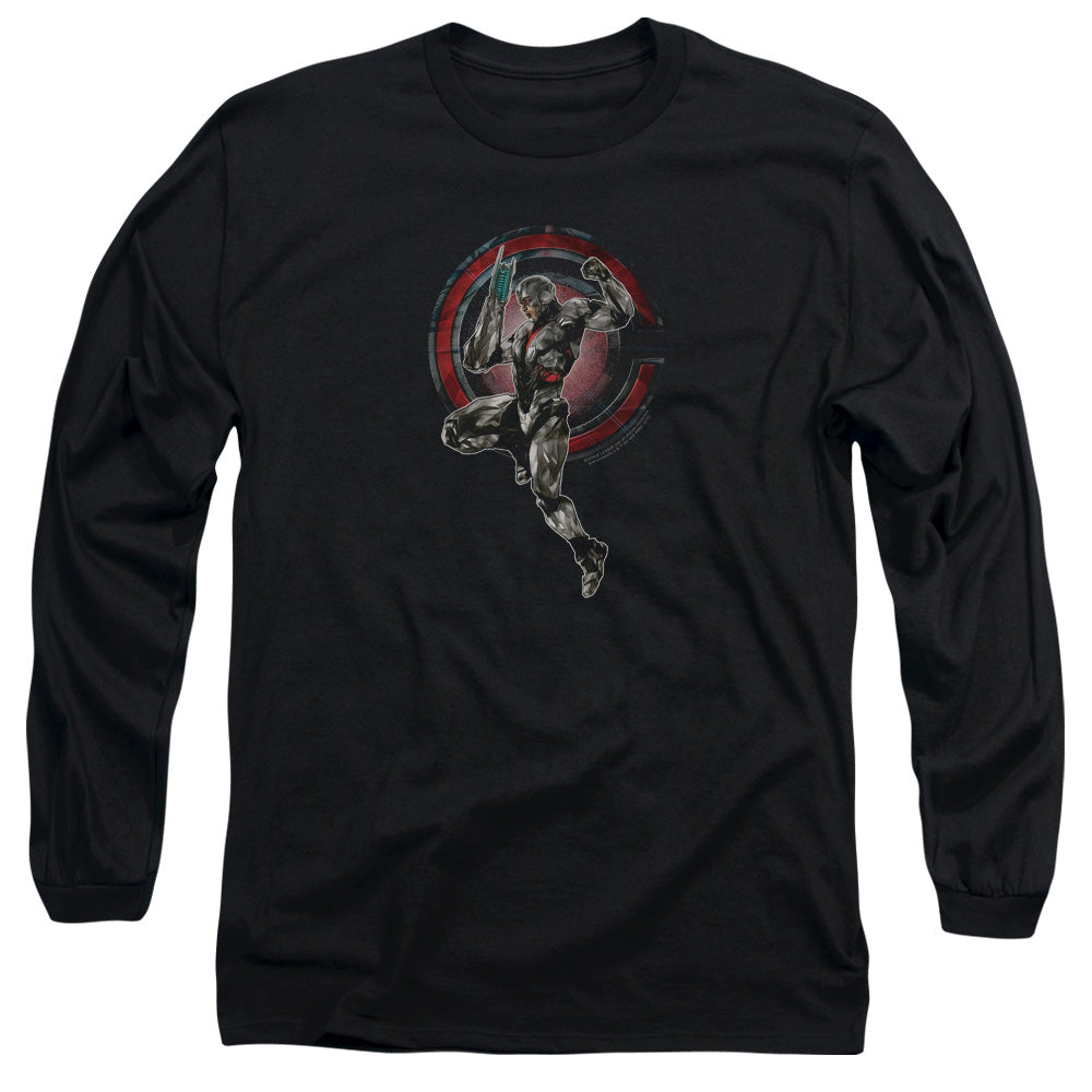Justice League Movie Cyborg Mens Long Sleeve Shirt Black Officially Licensed Officially Licensed