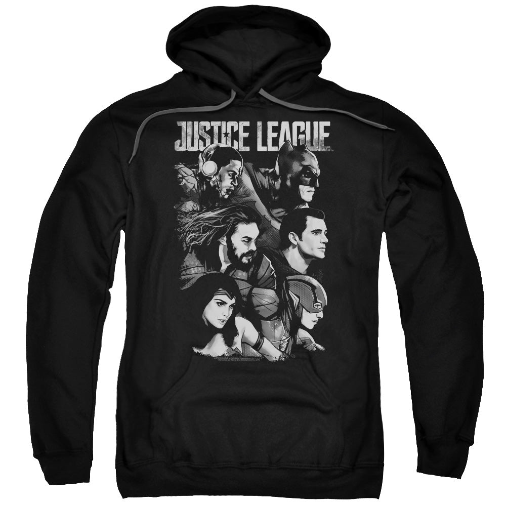 Justice League Movie Pushing Forward Mens Hoodie Black Officially Licensed