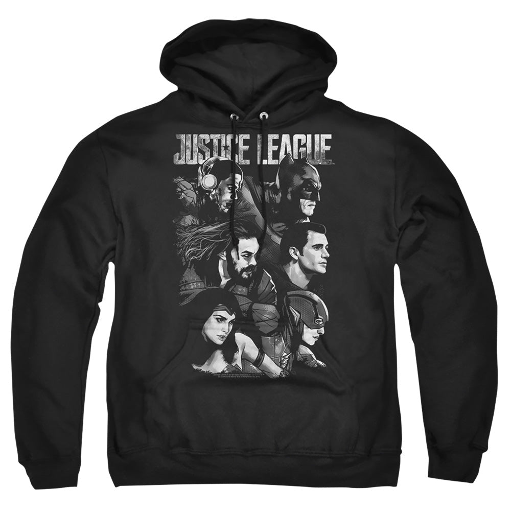 Justice League Movie Pushing Forward Mens Hoodie Black Officially Licensed