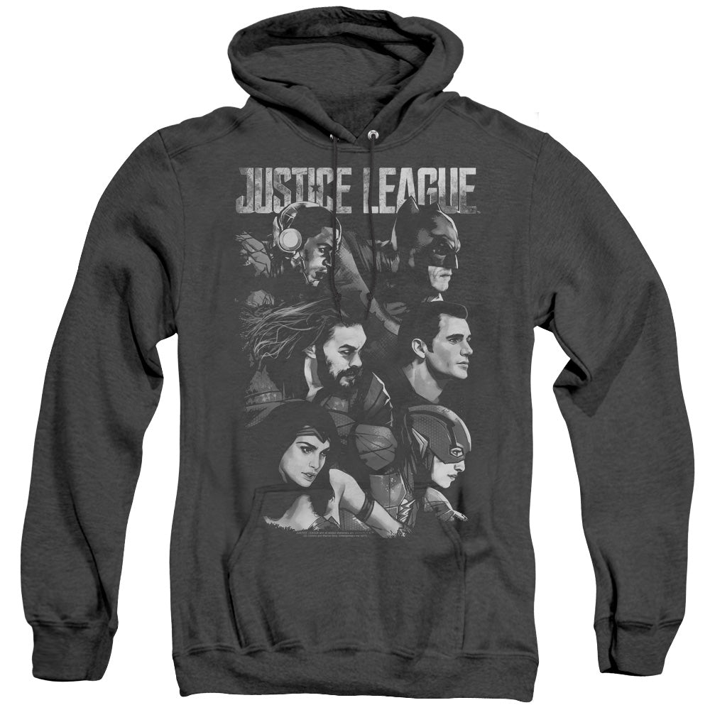 Justice League Movie Pushing Forward Heather Mens Hoodie Black Officially Licensed