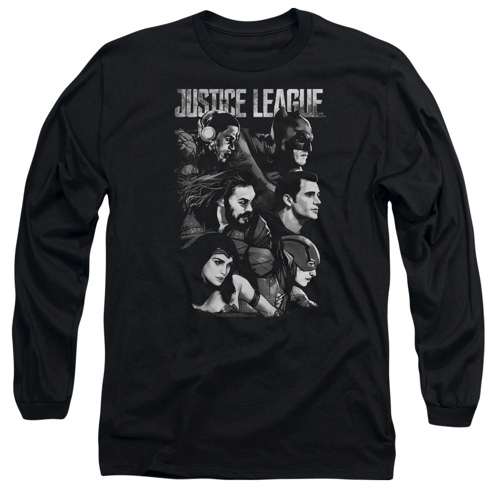 Justice League Movie Pushing Forward Mens Long Sleeve Shirt Black Officially Licensed Officially Licensed