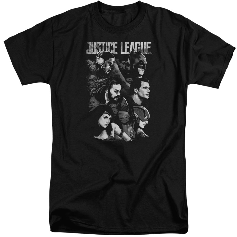 Justice League Movie Pushing Forward Mens Tall T Shirt Black Officially Licensed