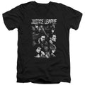Justice League Movie Pushing Forward Mens Slim Fit V-Neck T Shirt Black Officially Licensed