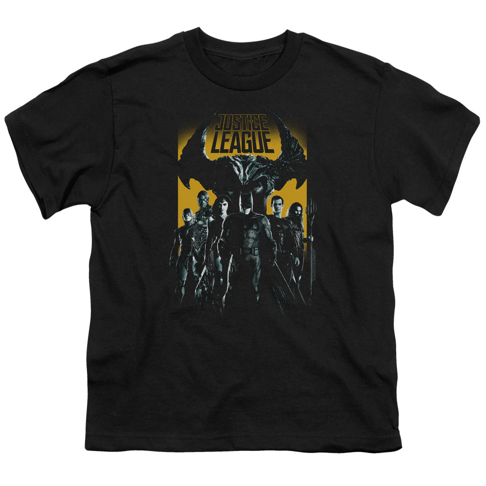 Justice League Movie Stand Up to Evil Kids Youth T Shirt Black Officially Licensed