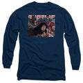 Justice League Movie Rally Mens Long Sleeve Shirt Navy Blue Officially Licensed