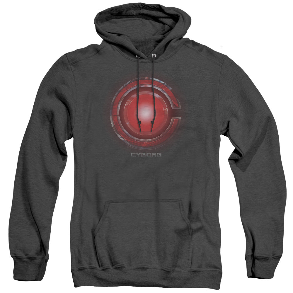 Justice League Movie Cyborg Logo Heather Mens Hoodie Black Officially Licensed
