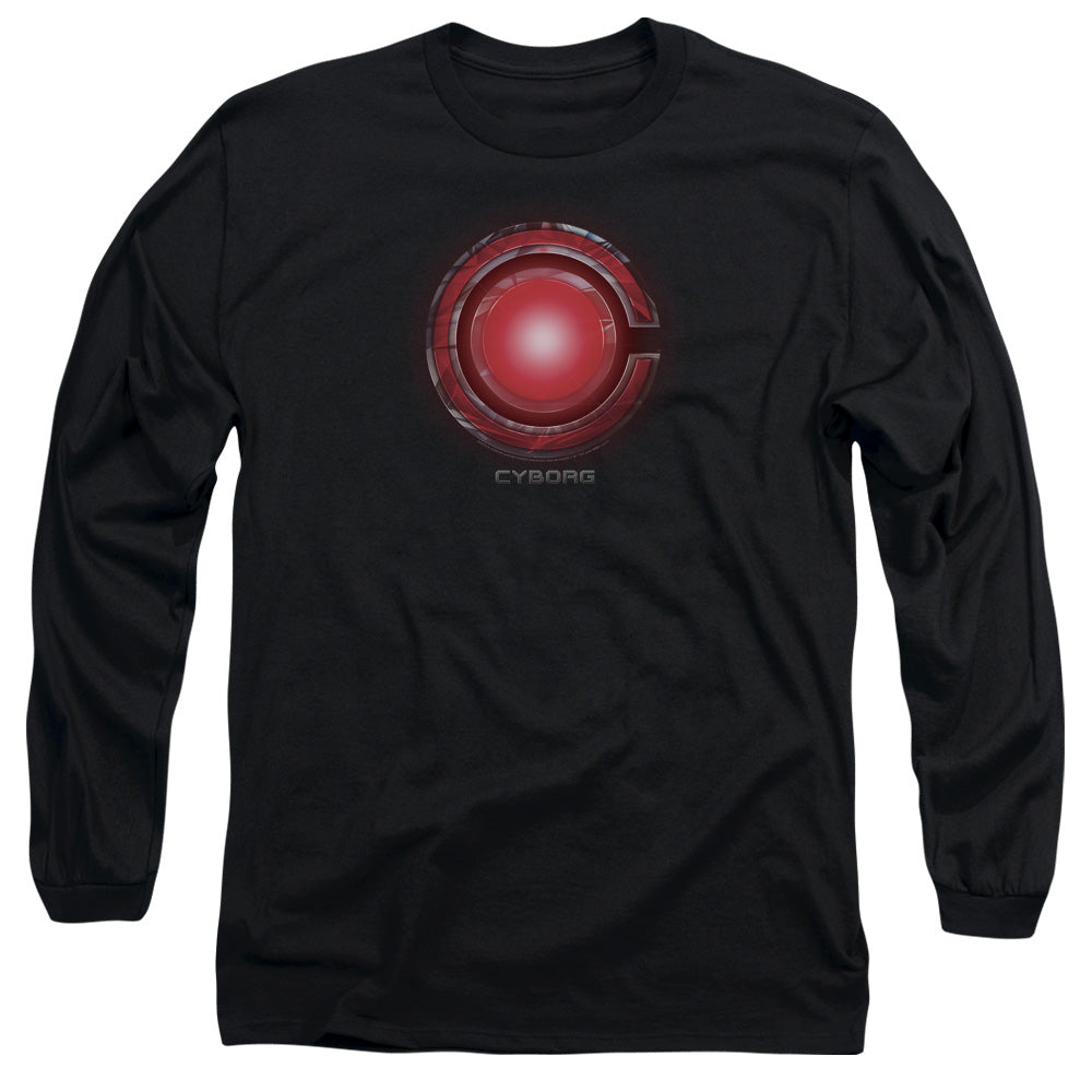 Justice League Movie Cyborg Logo Mens Long Sleeve Shirt Black Officially Licensed Officially Licensed