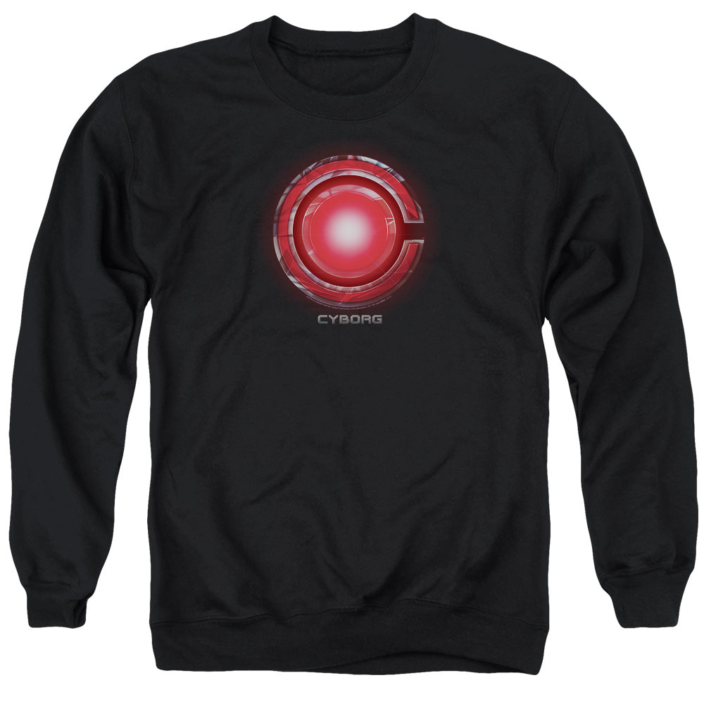 Justice League Movie Cyborg Logo Mens Crewneck Sweatshirt Black Officially Licensed