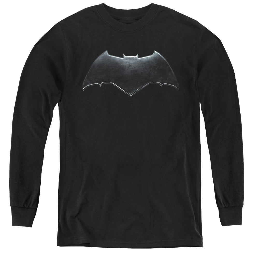 Justice League Movie Batman Logo Long Sleeve Kids Youth T Shirt Black Officially Licensed