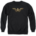 Justice League Movie Wonder Woman Logo Mens Crewneck Sweatshirt Black Officially Licensed