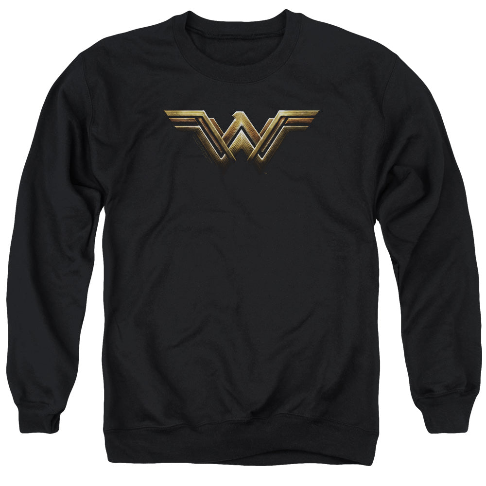 Justice League Movie Wonder Woman Logo Mens Crewneck Sweatshirt Black Officially Licensed