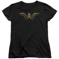 Justice League Movie Wonder Woman Logo Womens T Shirt Black Officially Licensed