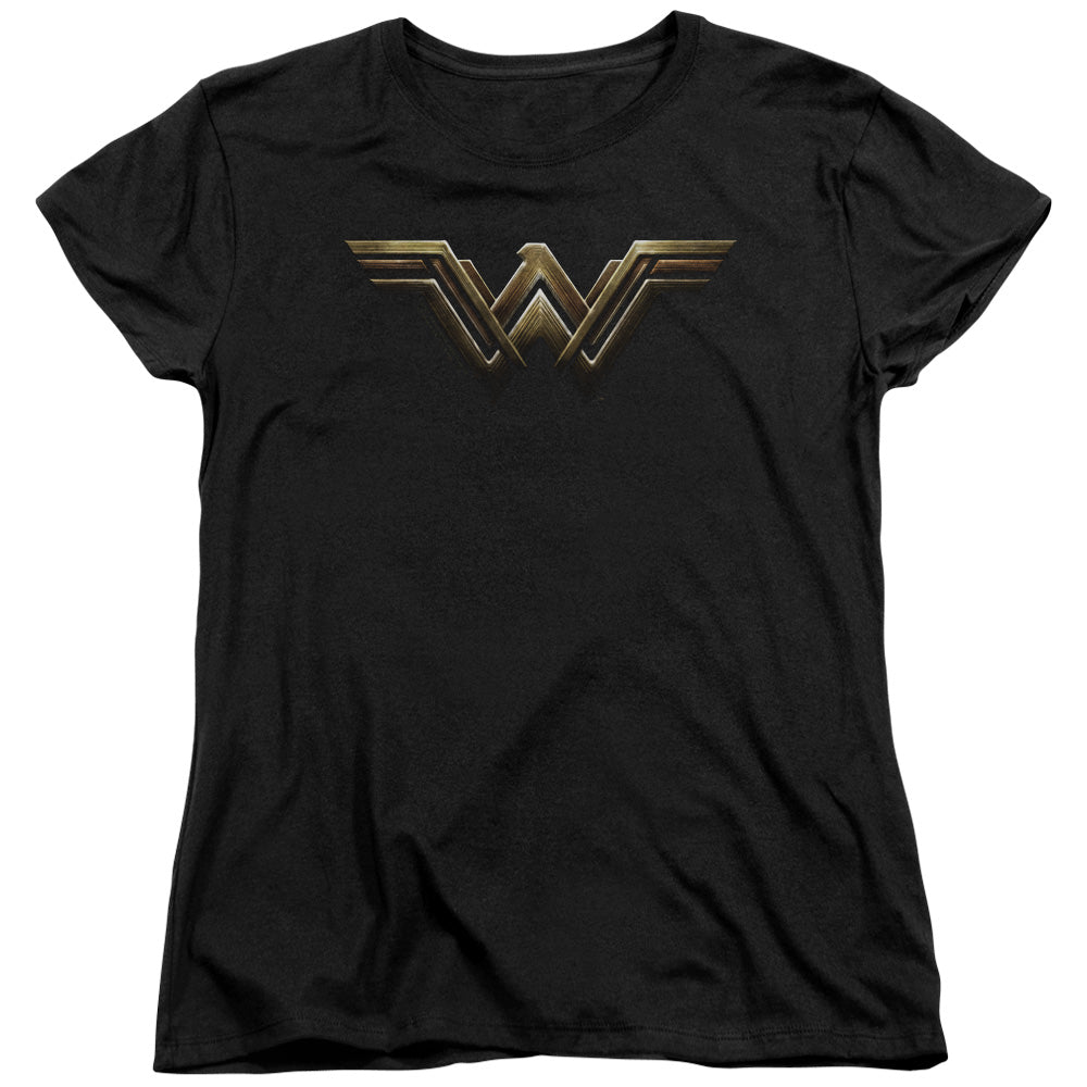 Justice League Movie Wonder Woman Logo Womens T Shirt Black Officially Licensed