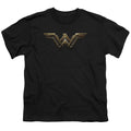 Justice League Movie Wonder Woman Logo Kids Youth T Shirt Black Officially Licensed