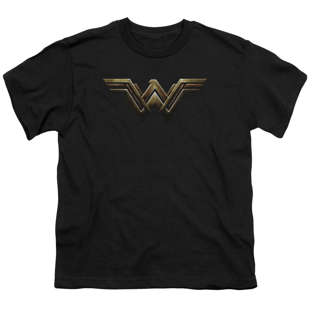 Justice League Movie Wonder Woman Logo Kids Youth T Shirt Black Officially Licensed