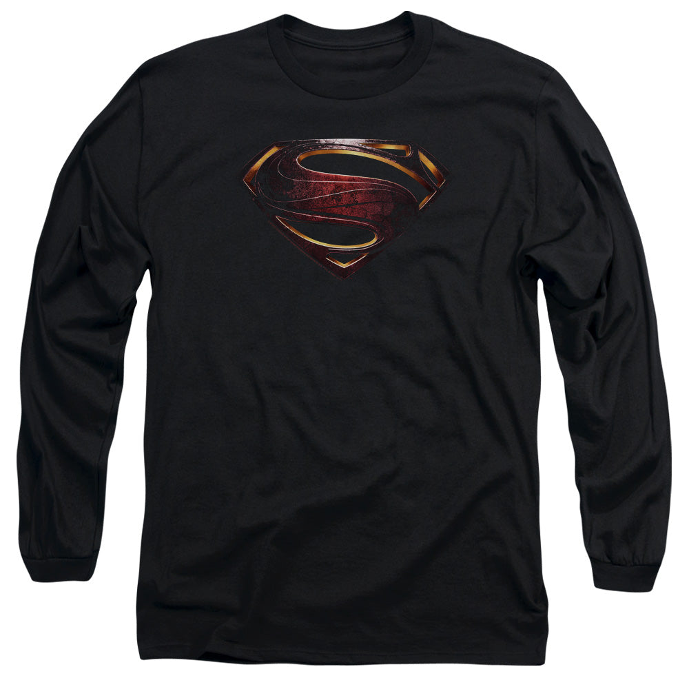 Justice League Movie Superman Logo Mens Long Sleeve Shirt Black Officially Licensed Officially Licensed