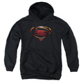 Justice League Movie Superman Logo Kids Youth Hoodie Black Officially Licensed