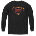 Justice League Movie Superman Logo Long Sleeve Kids Youth T Shirt Black Officially Licensed