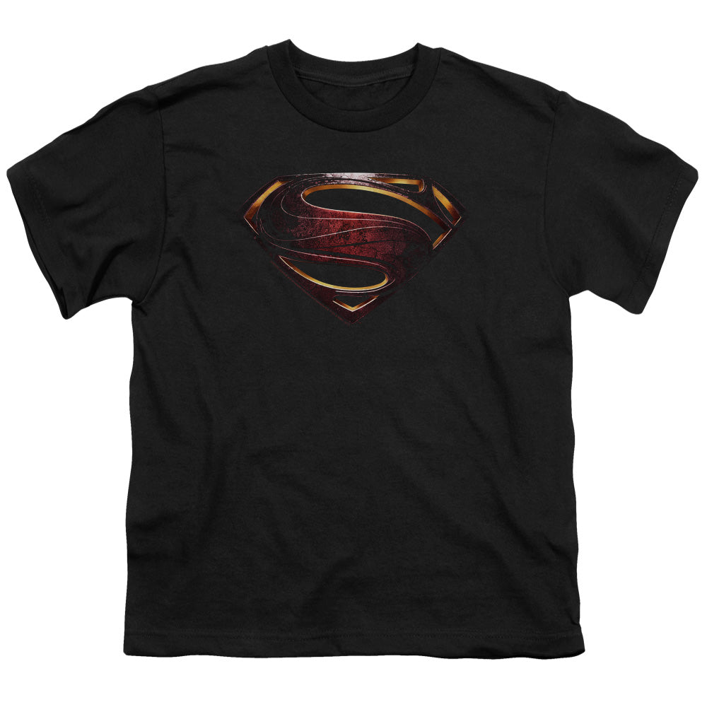 Justice League Movie Superman Logo Kids Youth T Shirt Black Officially Licensed