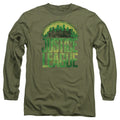 Justice League Movie Kryptonite Mens Long Sleeve Shirt Military Green Officially Licensed Officially Licensed