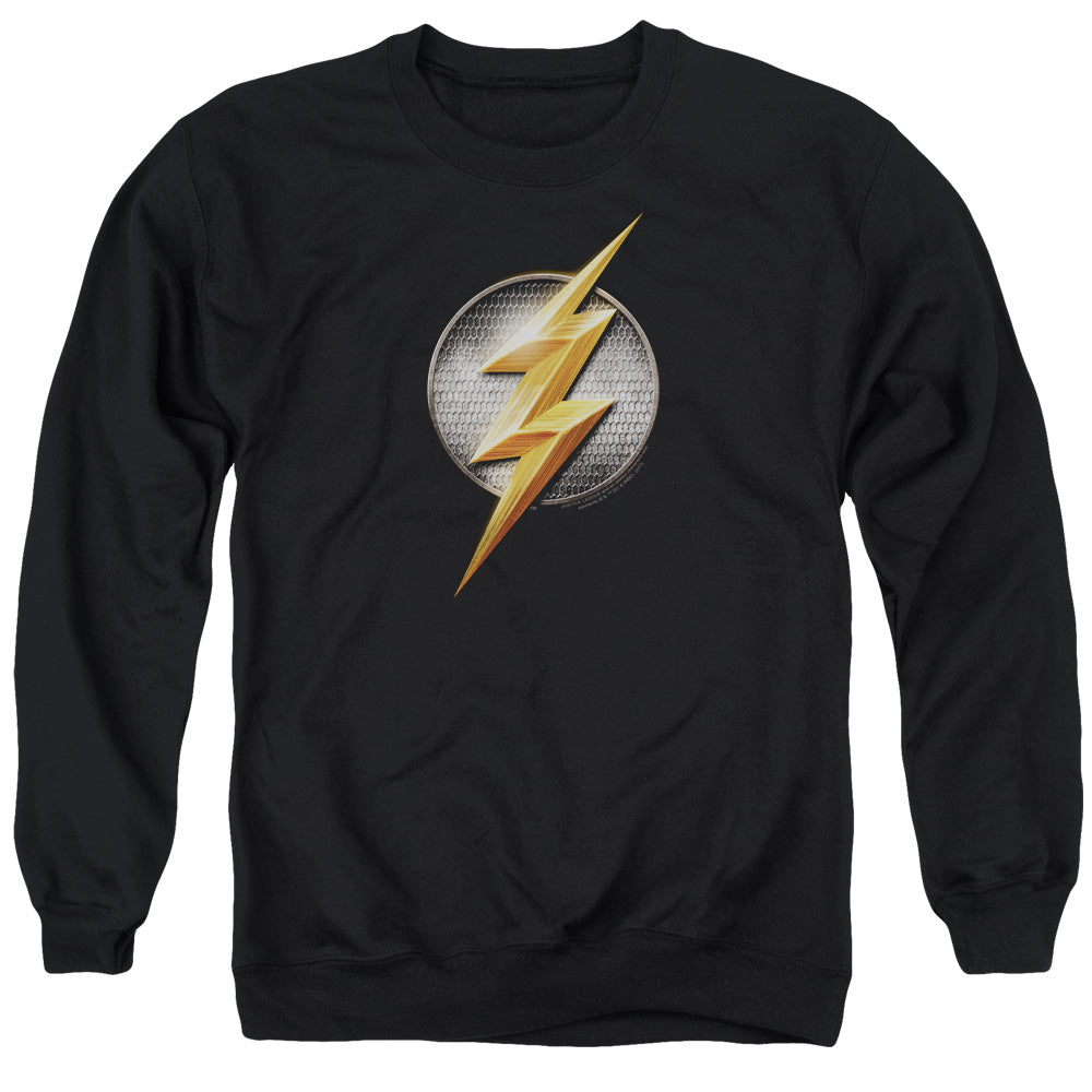 Justice League Movie Flash Logo Mens Crewneck Sweatshirt Black Officially Licensed