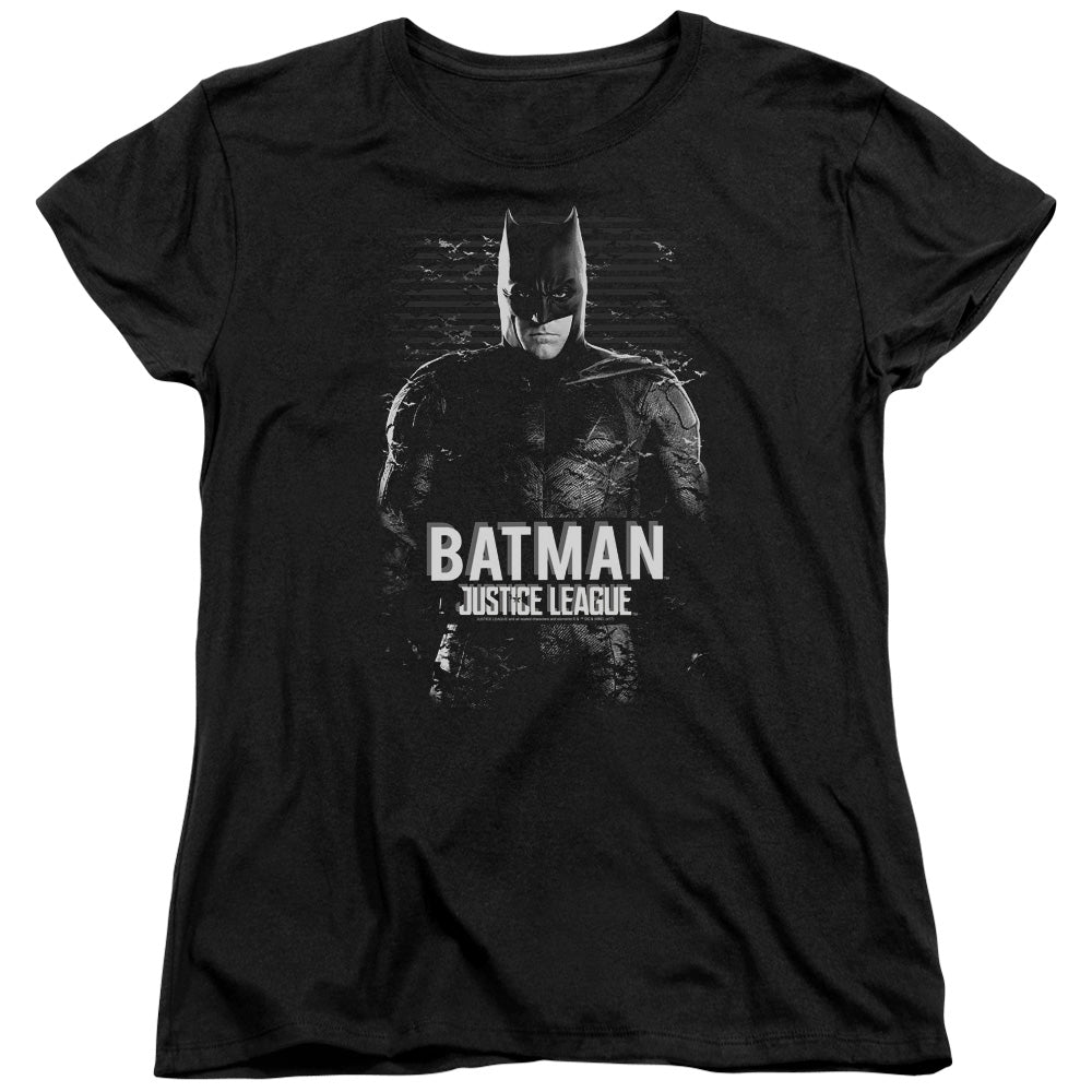 Justice League Movie Batman Womens T Shirt Black Officially Licensed